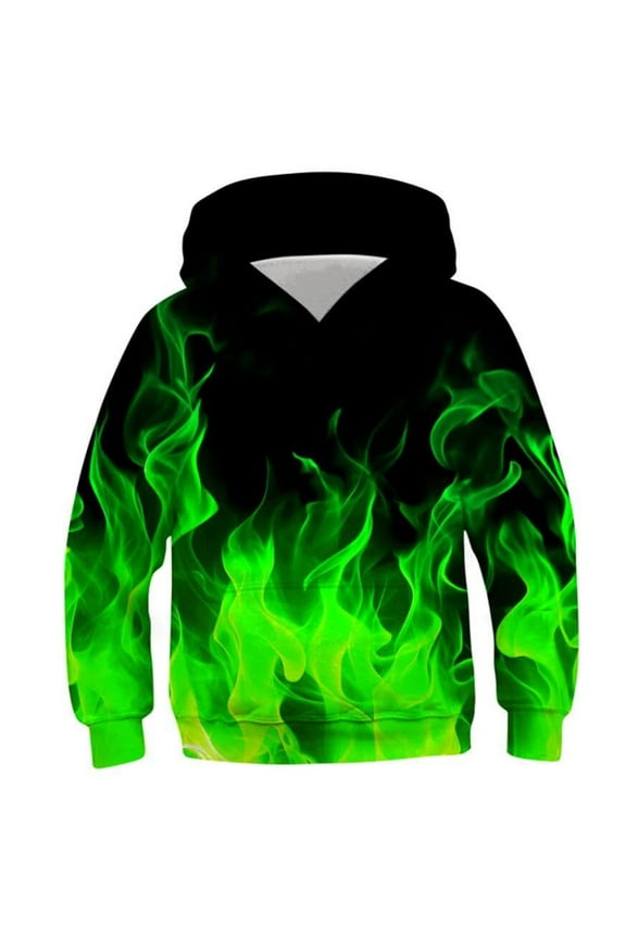 Boys Graphic Hoodies- Casual Long Sleeve Cool Pullover Kids Fashion Sweatshirt Green Size 11-12 Years