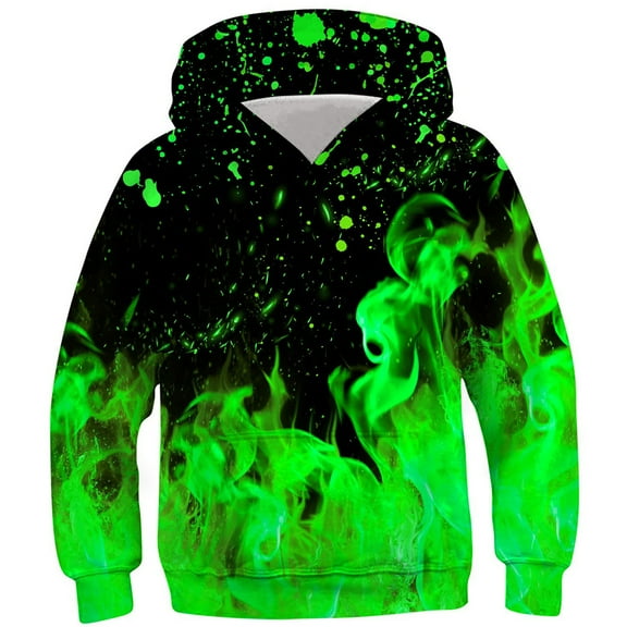 Tdoqot Boys Graphic Hoodies- Pullover Cool Long Sleeve Casual Kids Fashion Sweatshirt Green Size 11-12 Years