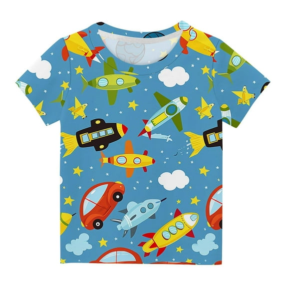 Tdoqot Boys Graphic T Shirts- Cute Casual Short Sleeve Crewneck Kids Summer Clothes Tees Size 7-8T