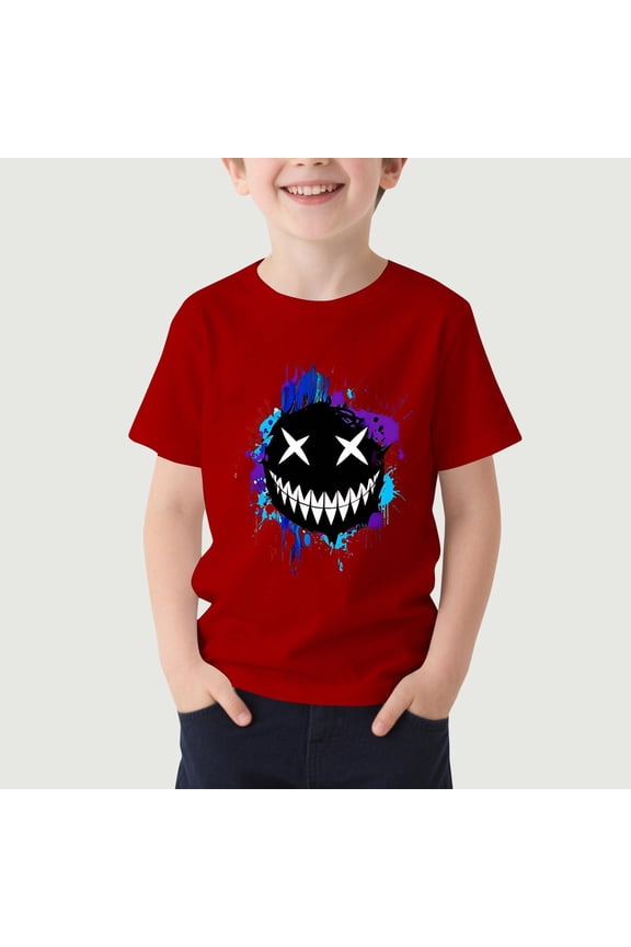 Boys Graphic T Shirts Funny- Casual Crewneck Short Sleeve Kids Summer Tees Red Size 10