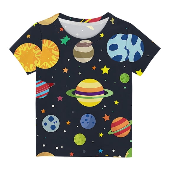 Tdoqot Boys Graphic T Shirts- Short Sleeve Crewneck Cute Casual Kids Summer Clothes Tees Black Size 4-16