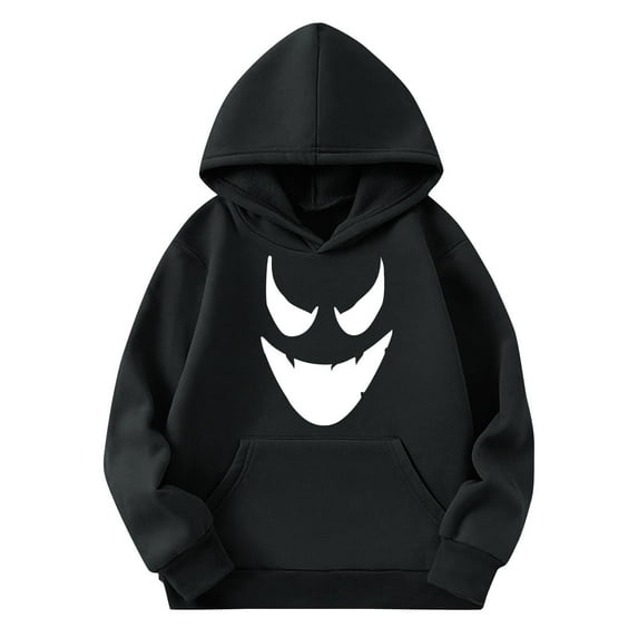Tdoqot Boys Halloween Ghost Hoodie- Pullover Casual Long Sleeve Kids Cool Sweatshirt Clothes Black Size 12
