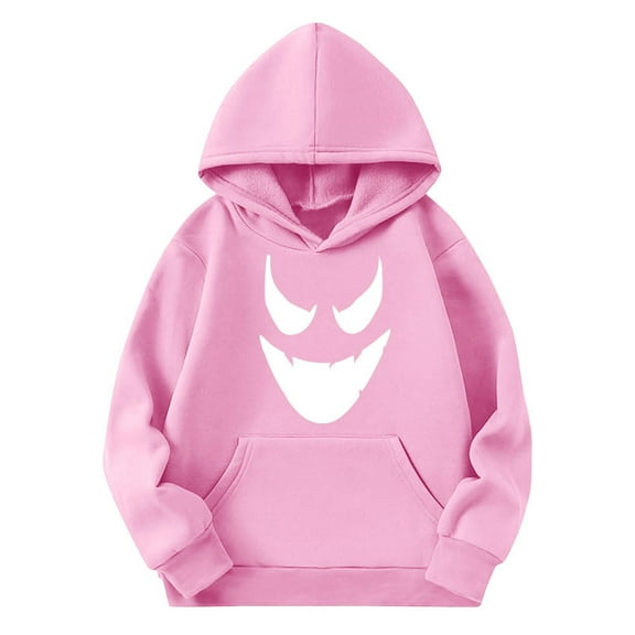 Tdoqot Boys Halloween Ghost Hoodie- Pullover Long Sleeve Casual Kids Cool Sweatshirt Clothes Pink Size 4