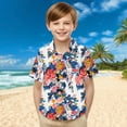 thumbnail image 1 of Tdoqot Boys Hawaiian Shirts with Pocket- Summer Short Sleeve Button Down Casual Kids Beach Shirts Vacation Clothes White Size 6, 1 of 7