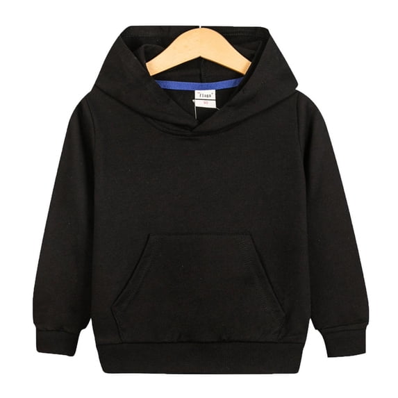 Tdoqot Boys Hoodie with Front Pocket- Fall Long Sleeve Casual Kids Basic Pullover Sweatshirt Black Size 7-8 Years