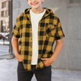 thumbnail image 1 of Tdoqot Boys Plaid Shirts with Hood- Fashion Casual Short Sleeve Button Down Kids Summer Clothes Yellow Size 6, 1 of 5