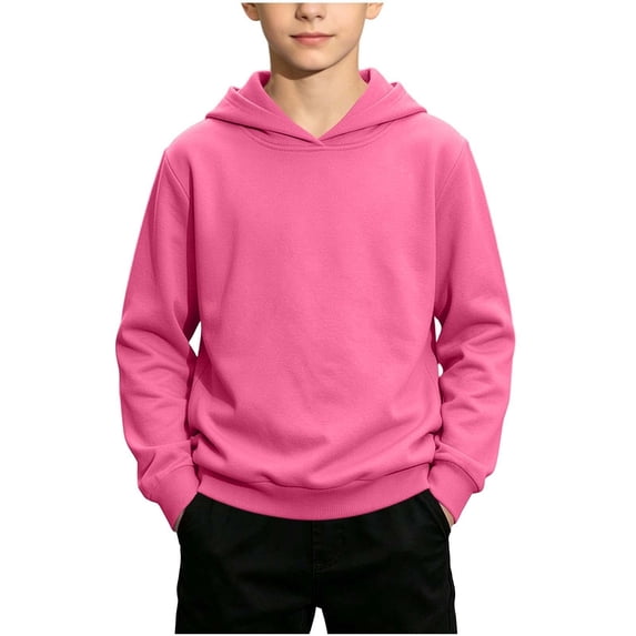 Tdoqot Boys Pullover Hoodie- Loose Casual Long Sleeve Fall Kids Hooded Sweatshirt Hot Pink Size 10