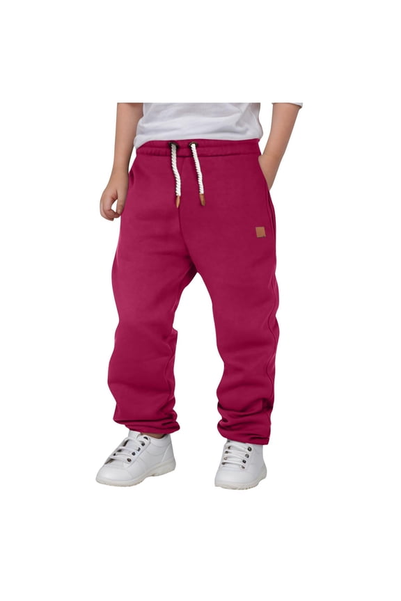 Boys Sweatpants with Pockets- Baggy Elastic Waist Drawstring Casual Jogger Pants Hot Pink Size 12