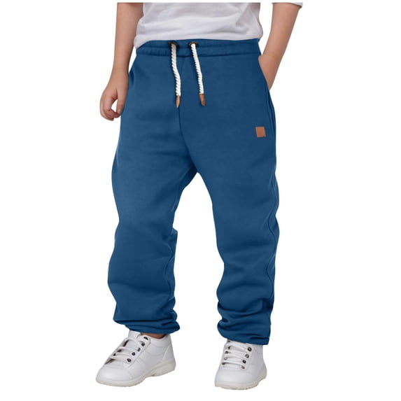 Tdoqot Boys Sweatpants with Pockets- Drawstring Casual Baggy Elastic Waist Jogger Pants Dark Blue Size 4