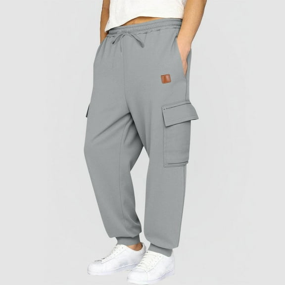Tdoqot Boys Sweatpants with Pockets- Elastic Waist Drawstring Fleece Lined Casual Kids Joggers Cargo Pants Gray Size 14