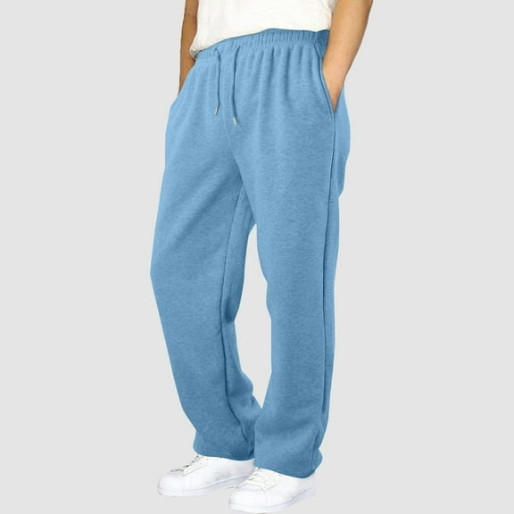 Tdoqot Boys Sweatpants with Pockets- Quick-Dry Elastic Waist Casual Baggy Kids Wide Leg Pants Blue Size 6-14