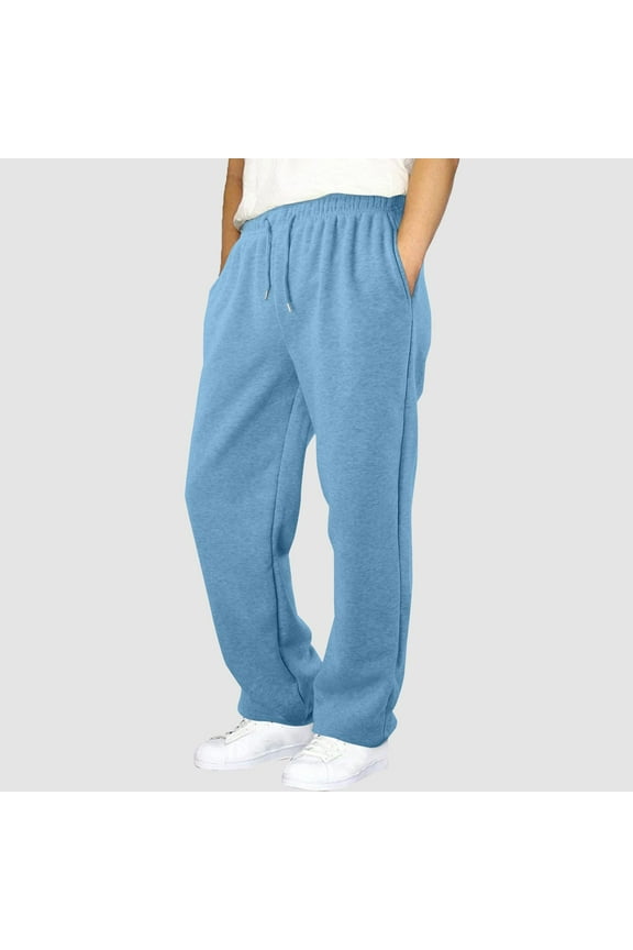 Boys Sweatpants with Pockets- Quick-Dry Elastic Waist Casual Baggy Kids Wide Leg Pants Blue Size 6-14
