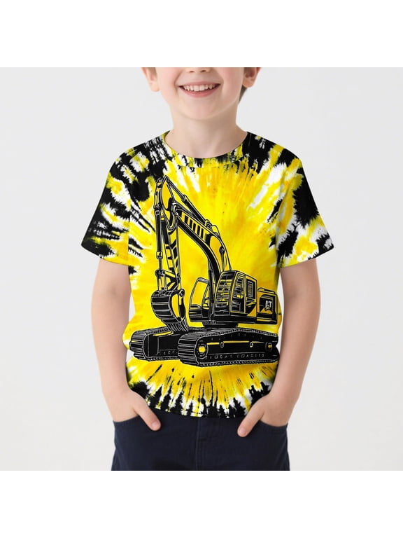 Boys Tie Dye T Shirts- Crewneck Fashion Casual Short Sleeve Kids Graphic Summer Tops Multicolor Size 6