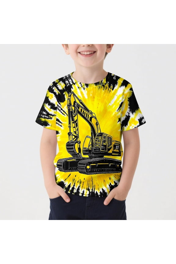 Boys Tie Dye T Shirts- Crewneck Fashion Casual Short Sleeve Kids Graphic Summer Tops Multicolor Size 6