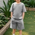 thumbnail image 1 of Tdoqot Boys Waffle Knit Outfit Sets- Casual Short Sleeve Summer Fashion Kids Ribbed T Shirts and Shorts Gray Size 6, 1 of 8
