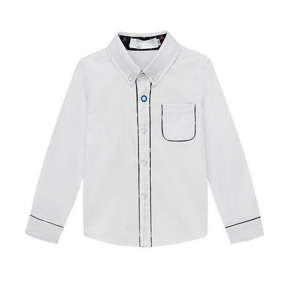 Tdoqot Boys Western Shirts- Long Sleeve Casual Fashion Cotton Button Down Lapel Tops White Size 2 T