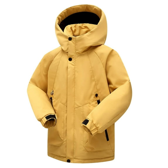 Tdoqot Boys Winter Coats Waterproof- Warm Zip Up Lightweight Fashion Casual Windbreaker with Hood Yellow Size 6