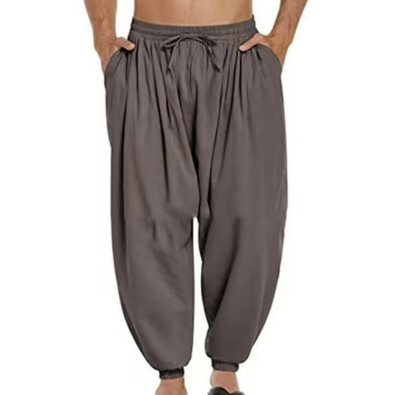 Tdoqot Chinos Pants Men- Casual Drawstring Comftable Elastic Waist Jogger Pants Brown