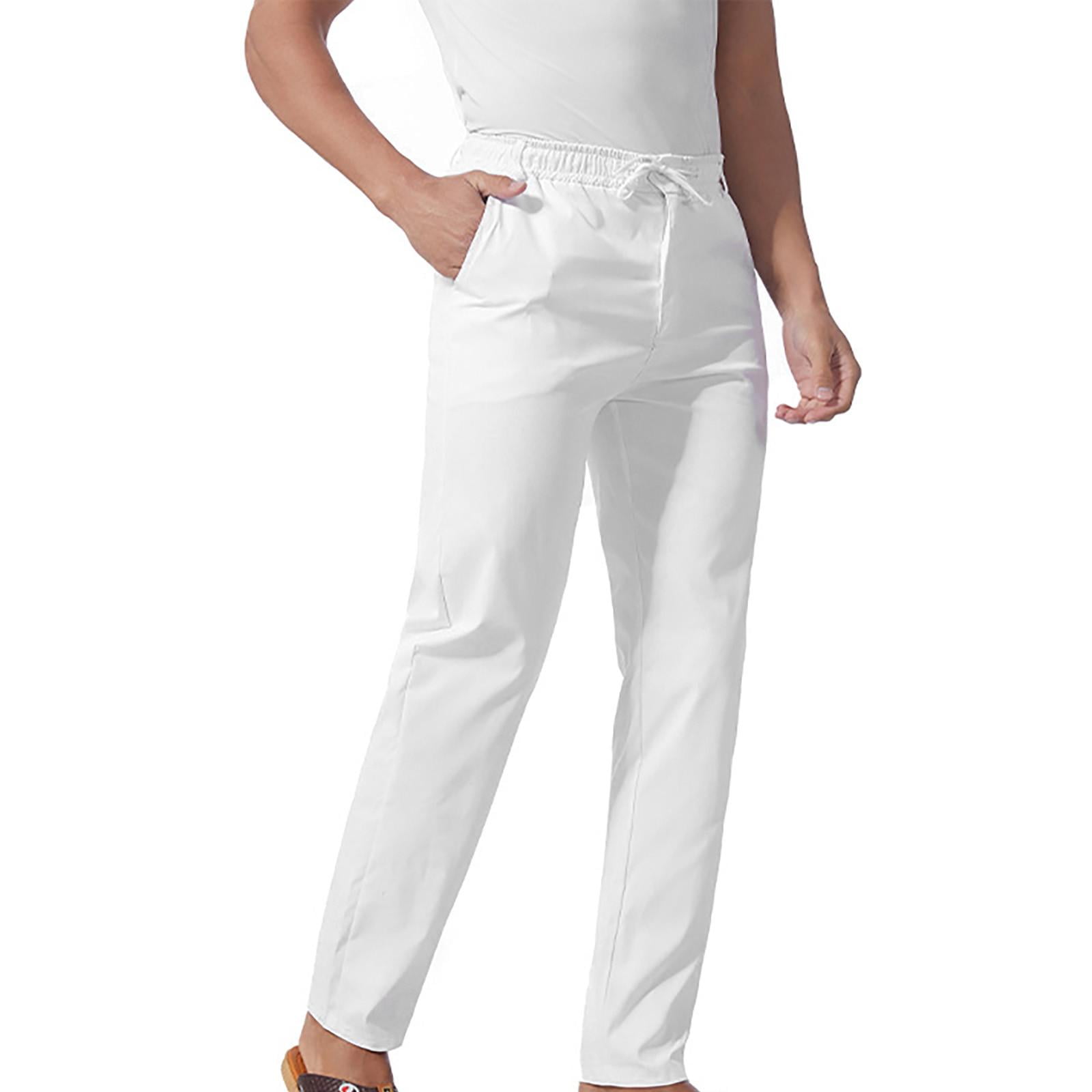 Tdoqot Chinos Pants Men Drawstring Comftable Elastic Waist Slim Cotton