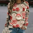 thumbnail image 1 of Tdoqot Christmas Sweatshirts for Women Cute Winter Shirts Crew Neck Casual 3D Print Long Sleeve Plus Size Gift Tops Beige Size XL, 1 of 5
