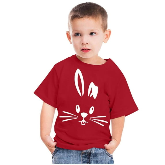Tdoqot Easter Shirts for Toddler Girls Boys- Short Sleeve Kids Clothes Cute Crewneck T Shirt Red Size 5 T