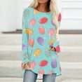 thumbnail image 1 of Tdoqot Easter Shirts for Women Plus Size- Long Sleeve Casual Cute Crewneck Loose Fit Blouse Tops Multicolor Size 5XL, 1 of 5