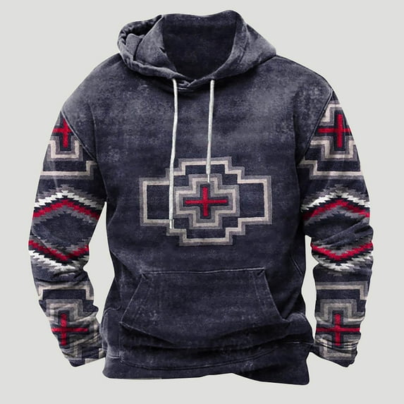 Tdoqot Fall Hoodies for Men, Pullover Crew Neck Casual Graphic Mens Sweatshirt Navy Size XL