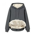 thumbnail image 1 of Tdoqot Fleece Hoodies for Women- Pullover Solid Color Casual Cowl Neck Loose Long Sleeve Hooded Sweatshirt Dark Gray M, 1 of 6