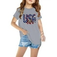 thumbnail image 1 of Tdoqot Girls 4th of July Shirts- Short Sleeve Summer T Shirts Fashion Cotton Kids Clothes Tops Gray Size 9-10, 1 of 5