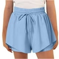 thumbnail image 1 of Tdoqot Girls Athletic Shorts- Drawstring Stretch Flowly Elastic Waist Active Running Shorts Blue Size 12 Years, 1 of 6