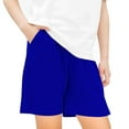 thumbnail image 1 of Tdoqot Girls Athletic Shorts with Pockets- Summer Solid Casual Soft Active Running Shorts Blue Size 5-6, 1 of 6
