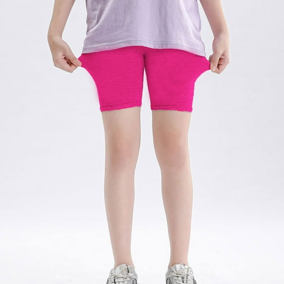 Tdoqot Girls Biker Shorts- Cotton Soft Slim Fit Active Cartwheel Shorts Hot Pink Size 12-13 T