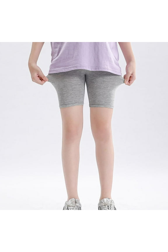 Girls Biker Shorts- Soft Slim Fit Cotton Active Cartwheel Shorts Gray Size 12-13 T