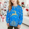 thumbnail image 1 of Tdoqot Girls Christmas Sweatshirts- Pullover Long Sleeve Crewneck Cute Kids Festive Shirts Blue Size 2 T, 1 of 7