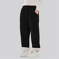 thumbnail image 1 of Tdoqot Girls Corduroy Pants Fleece Lined- Elastic Waistband Wide Leg Casual Warm Winter Pants Black Size 4 T, 1 of 5