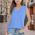 thumbnail image 1 of Tdoqot Girls Cotton Tank Tops- Casual V-Neck Soft Sleeveless Kids Summer Shirts Blue Size 6, 1 of 7