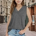 thumbnail image 1 of Tdoqot Girls Cotton Tank Tops- V-Neck Sleeveless Casual Soft Kids Summer Shirts Gray Size 4, 1 of 7