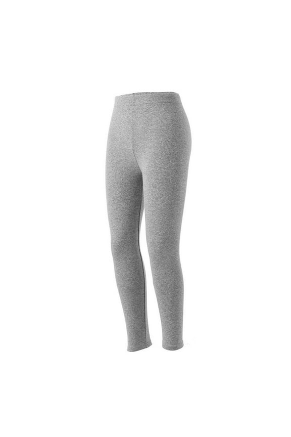 Girls Cotton Yoga Leggings- Casual Elastic Waist Stretch High Rise Kids Athletic Tights Gray Size 6