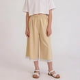 thumbnail image 1 of Tdoqot Girls Cropped Pants with Lace- Cute Casual Elastic Waist Summer Kids Wide Leg Pants Yellow Size 2 T, 1 of 5