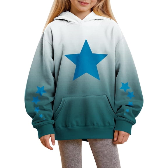 Tdoqot Girls Fashion Graphic Hoodies- Pullover Long Sleeve Casual Cute Kids Fall Sweatshirt Green Size 10