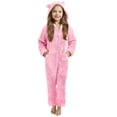thumbnail image 1 of Tdoqot Girls Fleece Pajamas One Piece- Warm Long Sleeve Cute Zip Up Kids Winter Jumpsuits Pink Size 5-14, 1 of 5
