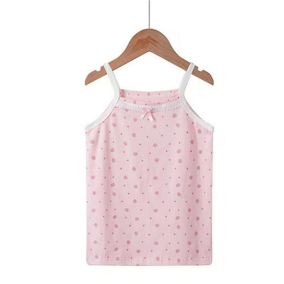 Tdoqot Girls Floral Halter Tank Tops- Cute Casual Sleeveless Cotton Kids Summer Shirts Pink Size 6-7T
