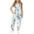 thumbnail image 1 of Tdoqot Girls Floral Jumpsuit with Pockets- Casual Wide Leg Cute Halter Kids Overalls Blue Size 6, 1 of 7