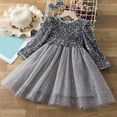 thumbnail image 1 of Tdoqot Girls Formal Party Dress- Tutu Dress Fashion Sequin Crewneck Long Sleeve Princess Dress Gray Size 6-7 T, 1 of 4