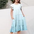 thumbnail image 1 of Tdoqot Girls Gradient Dresses- Casual Fashion Short Sleeve Flowly Kids Suumer Dress Light Blue Size 8, 1 of 5