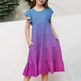 thumbnail image 1 of Tdoqot Girls Gradient Dresses- Flowly Fashion Short Sleeve Casual Kids Suumer Dress Dark Blue Size 6, 1 of 5