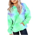 thumbnail image 1 of Tdoqot Girls Gradient Hoodies Front Pockets- Long Sleeve Fashion Pullover Casual Kids Sweatshirt Green Size 9-10 Years, 1 of 4