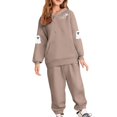 thumbnail image 1 of Tdoqot Girls Halloween Outfits Set- Cute Fashion Loose Long Sleeve Kids Clothes Sweatpants and Sweatshirt Khaki Size 8 Years, 1 of 5
