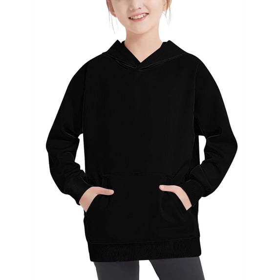 Tdoqot Girls Hoodie Sweatshirts- Kids Tops Long Sleeve Cotton Trendy Spring Clothes 2024 Black Size 11 Years