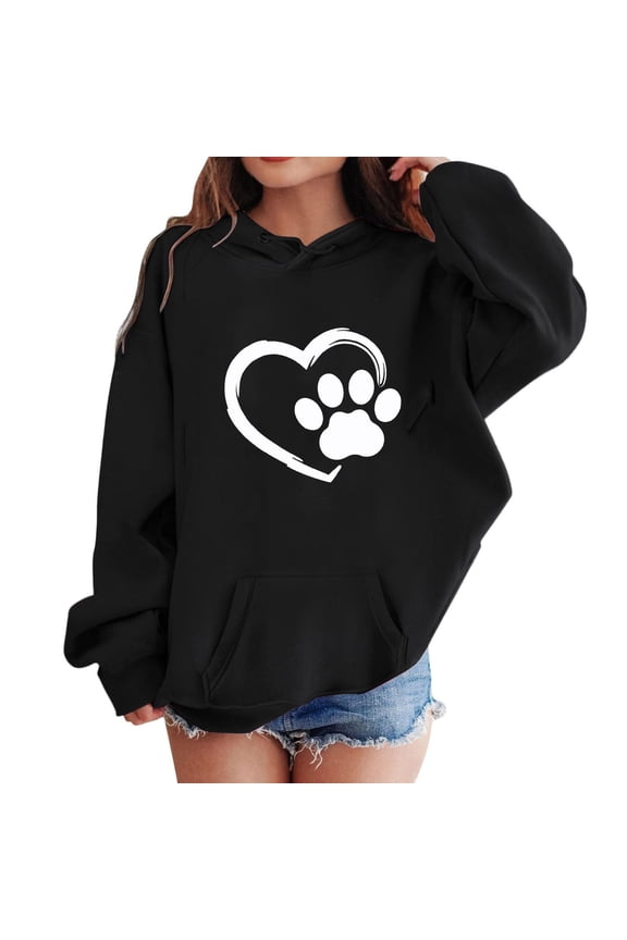 Girls Hoodies with Pocket- Fashion Casual Long Sleeve Kids Clothes Hooded Sweatshirt Black Size 10-12